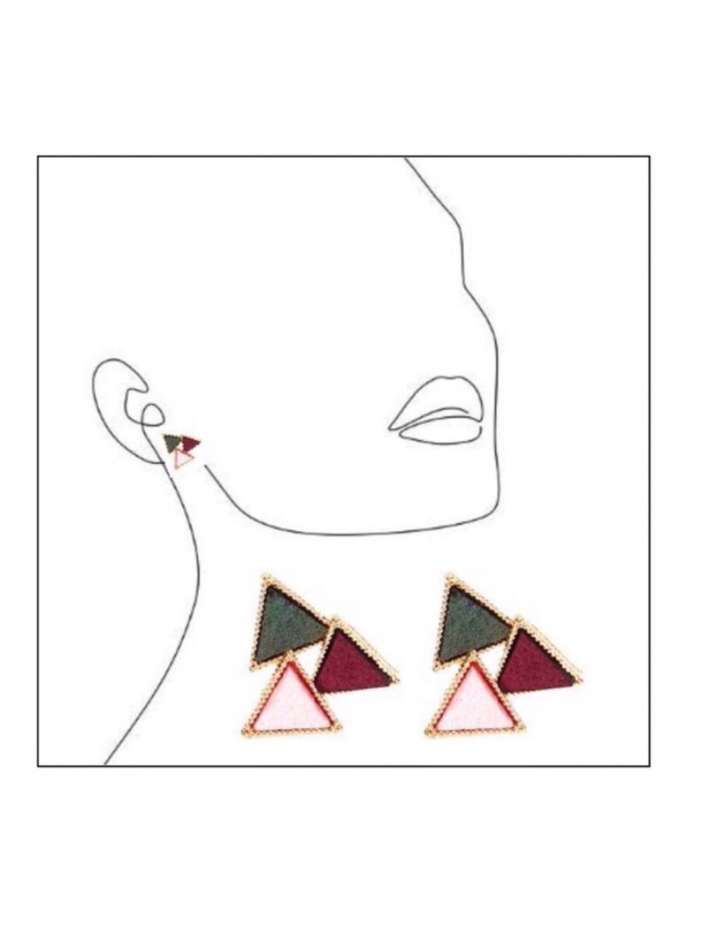 NWT Block Color Triangle Trio Post Earrings